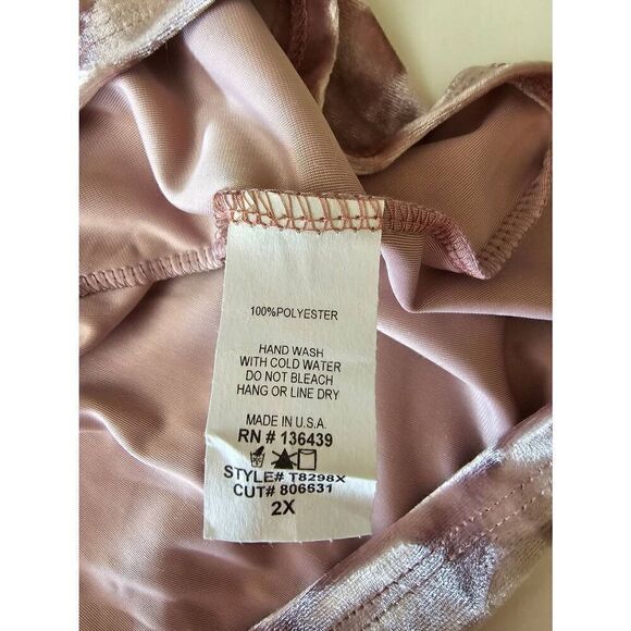 Amana Top Sz 2X Dusty Pink Velour - Picture 7 of 8